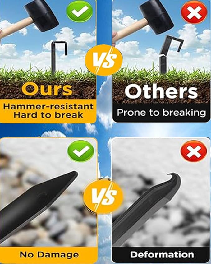 60Pcs Metal Garden Landscape Edging Stakes,Black, 10inch anchoring Stakes Landscape Anchoring Spikes for Terrace Board, Grass Barrier, Landscape Edging Coil, Garden Liner, Bender Board-CasaMuseHome