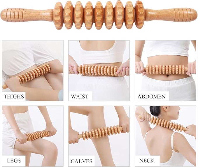 3-in-1 Wood Therapy Massage Tools Lymphatic Drainage Massager Wooden Massager for Maderoterapia,Anti-Cellulite, Body Sculpting & Contouring-CasaMuseHome