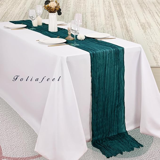 20 Pack Teal 10FT Cheesecloth Table Runner Rustic Gauze Cheese Cloth Table Runner for Wedding Bridal Baby Shower Table Decorations Boho Fabric Sheer Birthday Party Table Decor 20 x 120 Inch Long-CasaMuseHome