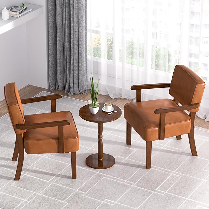 Accent Chair, PU Leather Living Room Chairs Oversize with Soft Seat and Armrests for Living Room Dinning Room Bedroom Reading Room Waiting Room-CasaMuseHome