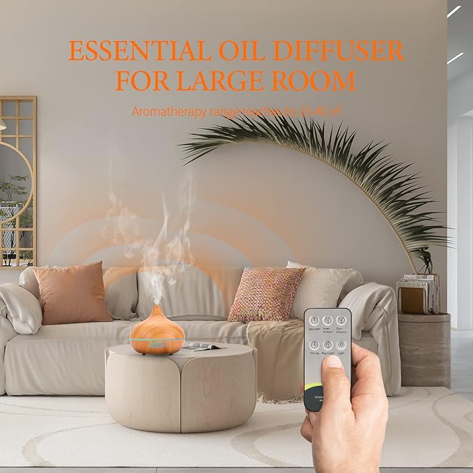 550 ML Aroma Diffiser with Essential Oils Set, Essential Oil Diffuser with Remote, Ultrasonic Technology Aromatherapy Diffusers Auto Shut-Off for Office, Home-CasaMuseHome