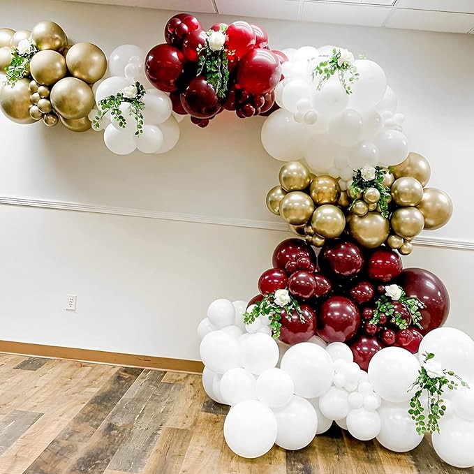 130pcs Burgundy Balloons Different Sizes 18" 12" 10" 5" Wine Red Balloons for Birthday Graduation Bride Baby Shower Wedding Decorations-CasaMuseHome