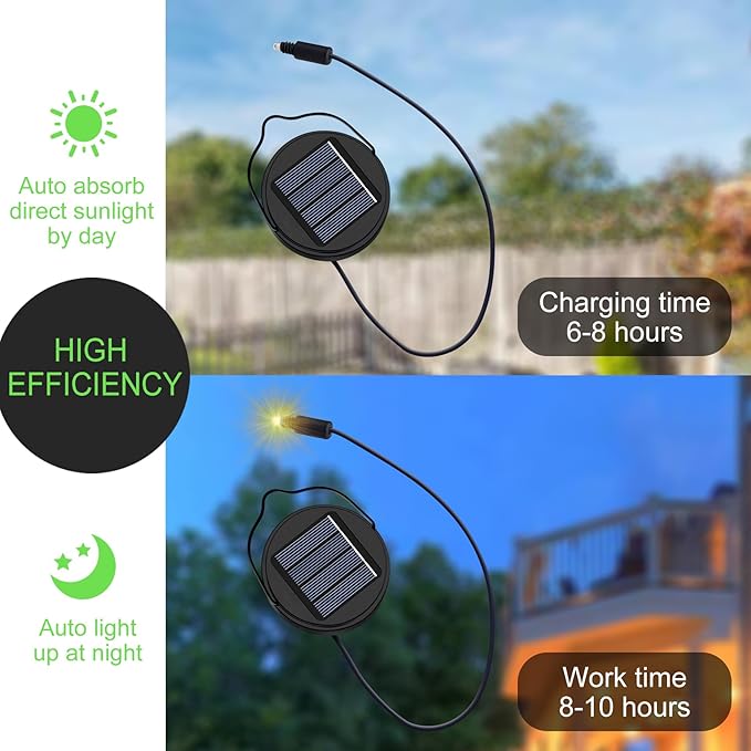 AA 600Mah Solar Light Replacement Top Parts for Solar Outdoor Lantern, Waterproof LED Lights for Yard, Garden, Patio Decor DIY Gifts (1Pack)-CasaMuseHome