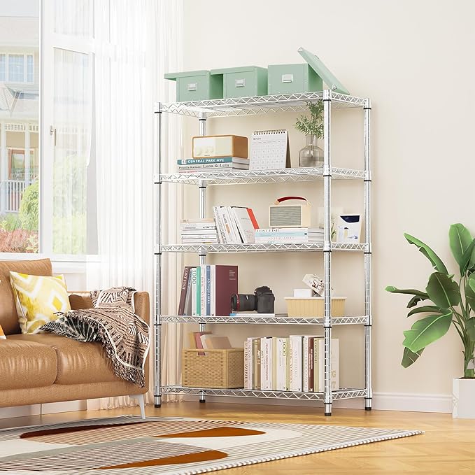 1750 LBS Storage Shelves 5-Tier Utility Shelving Unit Steel Organizer Wire Rack for Home,Kitchen,Office,Garage, Capacity 17.7" D x 47.2" W x 72.3" H-CasaMuseHome