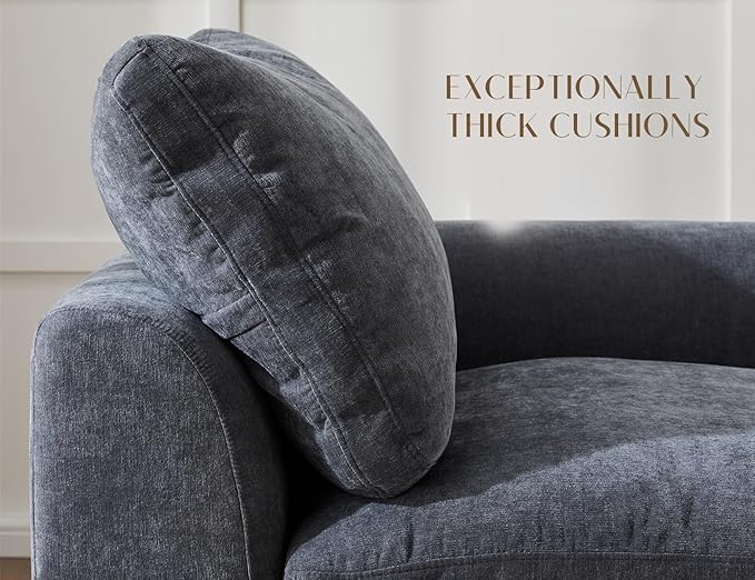 110 Inch Cloud Sectional Couches for Living Room, Convertible L Shaped Couch with Ottoman, 3 Seater Modular Sectional Sofa, Grey-CasaMuseHome