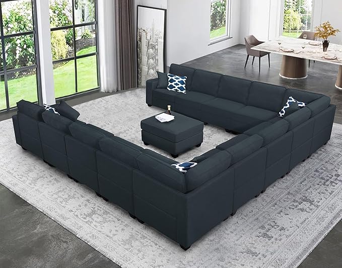 L Lengend Vansen Modular Sectional Sofa U Shaped Couch with Ottoman Modern Reversible Corner Sectional Couch for Living Room (Charcoal, U Shaped Sofa-6)-CasaMuseHome