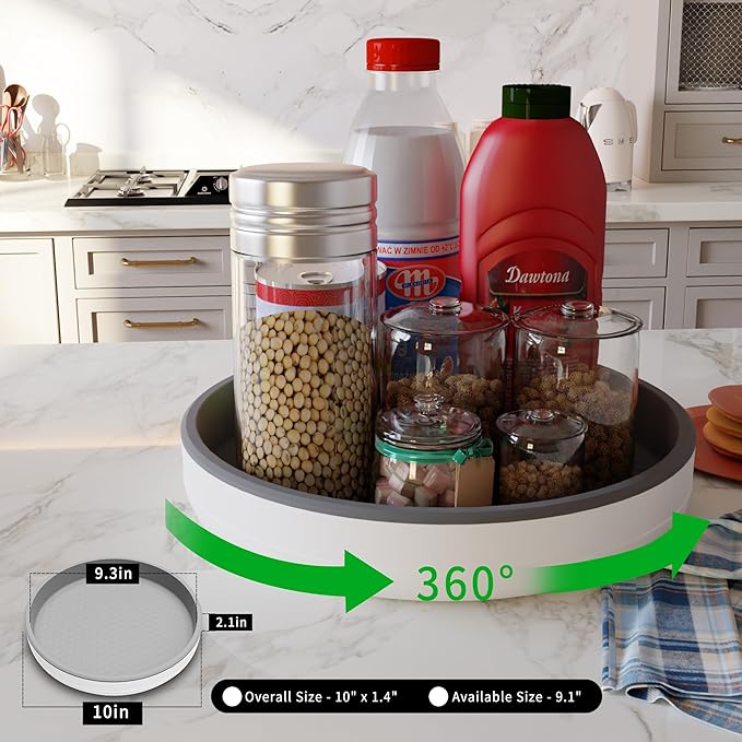 4 Pack 10 Inch Non-Skid Lazy Susan Turntable Organizers - Spinning Rack for Pantry Organization and Storage, Kitchen, Cabinet, Fridge, Bathroom Vanity, Countertop, Under Sink Organizing, Spice Rack-CasaMuseHome