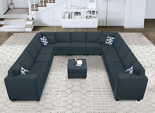 L Lengend Vansen Modular Sectional Sofa U Shaped Couch with Ottoman Modern Reversible Corner Sectional Couch for Living Room (Charcoal, U Shaped Sofa-6)-CasaMuseHome