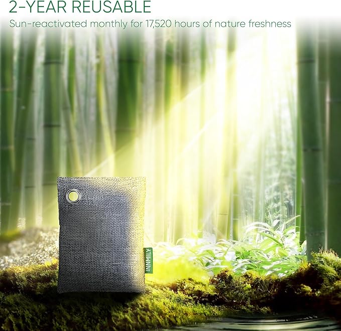 Activated Charcoal Odor Absorber, Odor Eliminator for Strong Odor,Bamboo Charcoal Air Purifying Bags for Home Car Closet Pet, Smoke Room Deodorizer (8 x 60g, Unscented)-CasaMuseHome