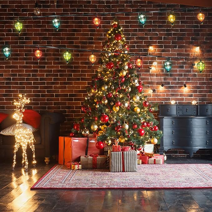 7 Pcs of 11FT Multicolor String Lights with 10 Bulbs, UL Listed Connectable Waterproof Decorative LED Lights Hanging for Backyard Patio, Indoor/Outdoor for Christmas Wedding Party Festival Lighting-CasaMuseHome