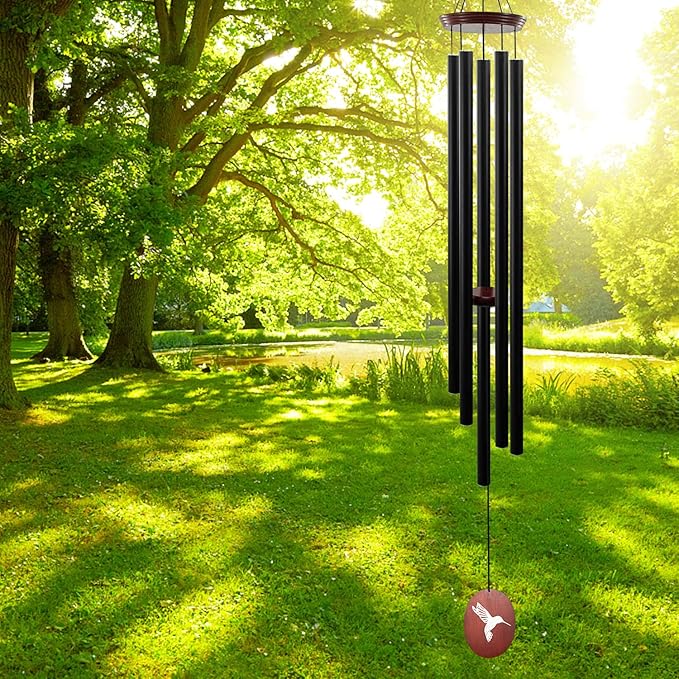 60" Wind Chimes Outdoor, WindChimes Large Wind Chimes for Outside Deep Tone with 5 Tuned Tubes and S Hook, Wind Chime Outdoor Decoration for Patio, Garden, Yard (Hummingbird)-CasaMuseHome