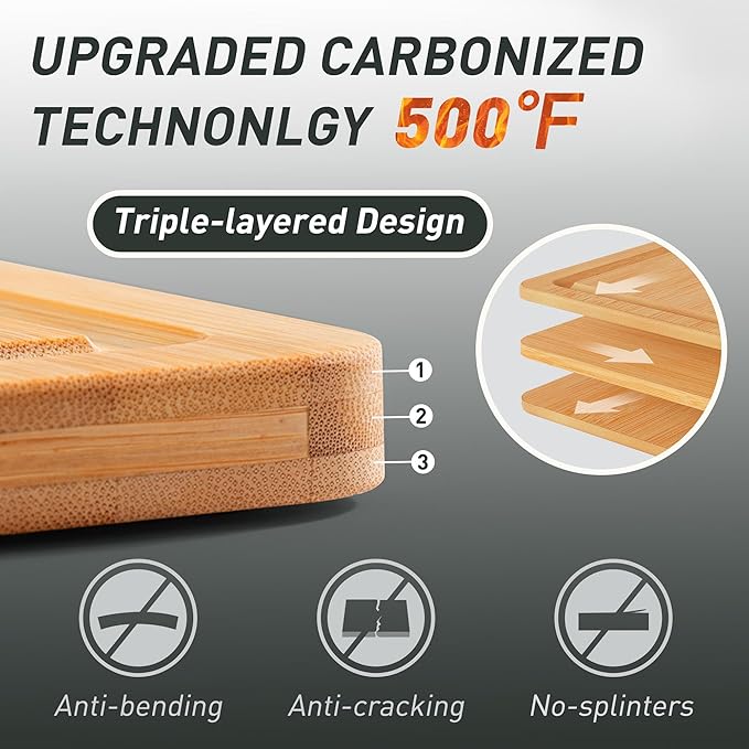 5 Packs Bamboo Cutting Board Set with Non Slip Feet Holder and Over Sink Nice Solid Thick Wood Juice Groove Chopping Board Small Big Xl XXl xlarge Oversized Kitchen Counter Organic Vegetable Meat Kit-CasaMuseHome