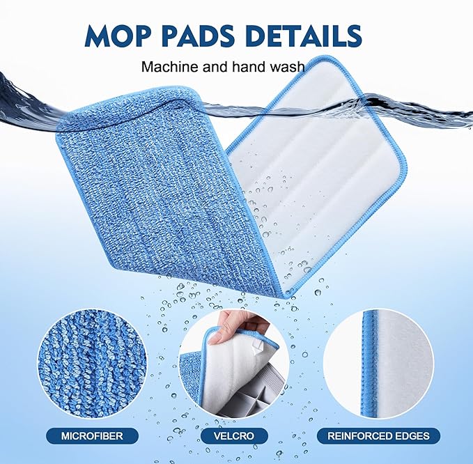 3 Pack Microfiber Mop Pads, Mop Replacement Pads Refills Floor Spray Mop Pads Wet Moping Pads Refill Reusable Pads Suitable for All Spray Mops Cleaning-CasaMuseHome
