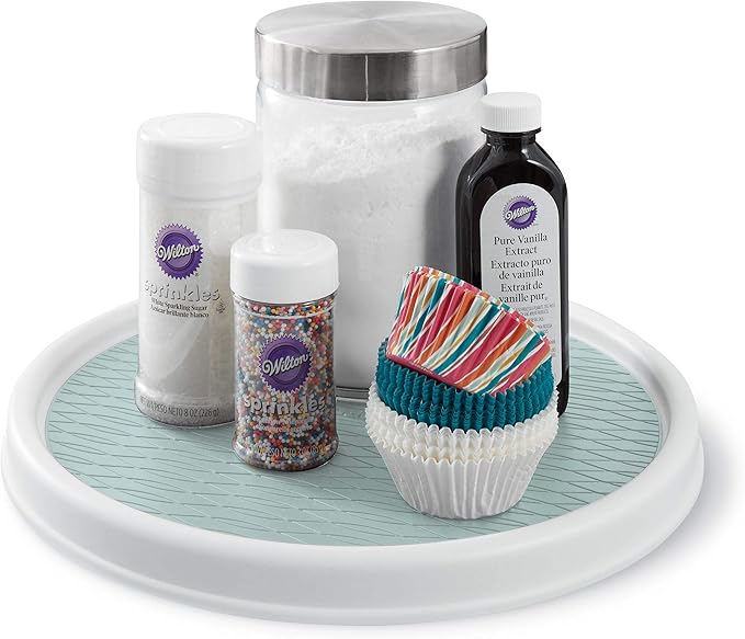 Copco Basics Non-Skid Pantry Cabinet Lazy Susan Turntable, 12-Inch, White (Pack of 2)-CasaMuseHome