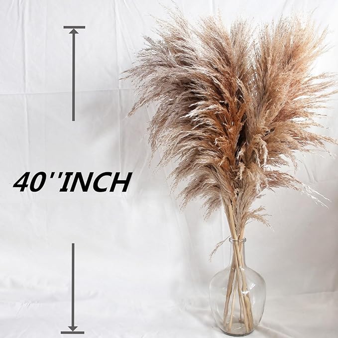 40" inch 10 Stems Pampas Grass Decor Tall, Pampas Grass Bouquet, Natural Dried Flowers for Wedding, Natural Home Decor, Wall Grass, Glam Decor-CasaMuseHome