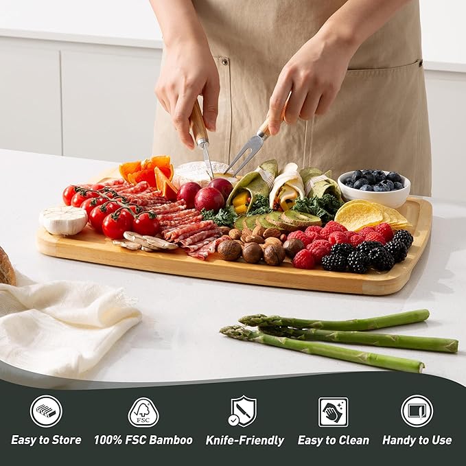 3 packs Bamboo Cutting Board Set Non Slip Feet Over Sink For Kitchen Meal Prep & Serving Brides Her Wedding Day Bridal Shower Engaged Wed House Christmas Married Future Unique Cool Gifts-CasaMuseHome