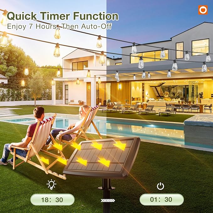 addlon 2 Pack*102FT(96+6) Solar String Lights Waterproof, Patio Lights Solar Powered with Remote & USB Port, 3 Lighting Modes 60+4 LED Shatterproof Bulbs Outdoor Light for Camping Backyard Garden-CasaMuseHome