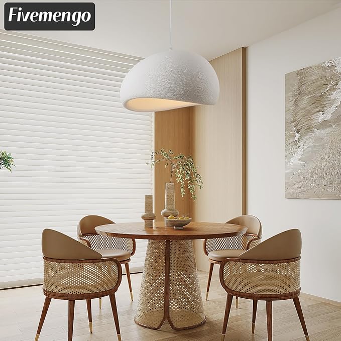 19.7in Wabi Sabi Pendant Lights Kitchen Island Lighting Fixture Ceiling Mount White Modern Japanese Lamp Japandi Chandelier for Dining Living Room Hallway Bedroom Restaurant Hanging Lamp-CasaMuseHome