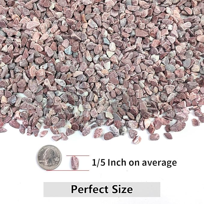 2LB Succulent and Cactus Gravel Pebbles, 1/5 Inch Natural Decorative Polished Stones, River Rocks for Vases Gardening Indoor and Outdoor Decorative Rocks, Red-CasaMuseHome