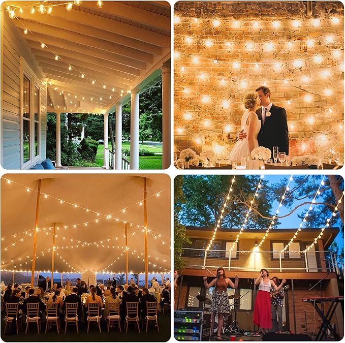 50FT LED G40 Globe String Lights White, Shatterproof Outdoor Patio String Lights 2200K with 50+2 Dimmable Edison Bulbs, Backyard Outdoor Hanging Lights, Bistro Waterproof for Balcony Party Wedding-CasaMuseHome