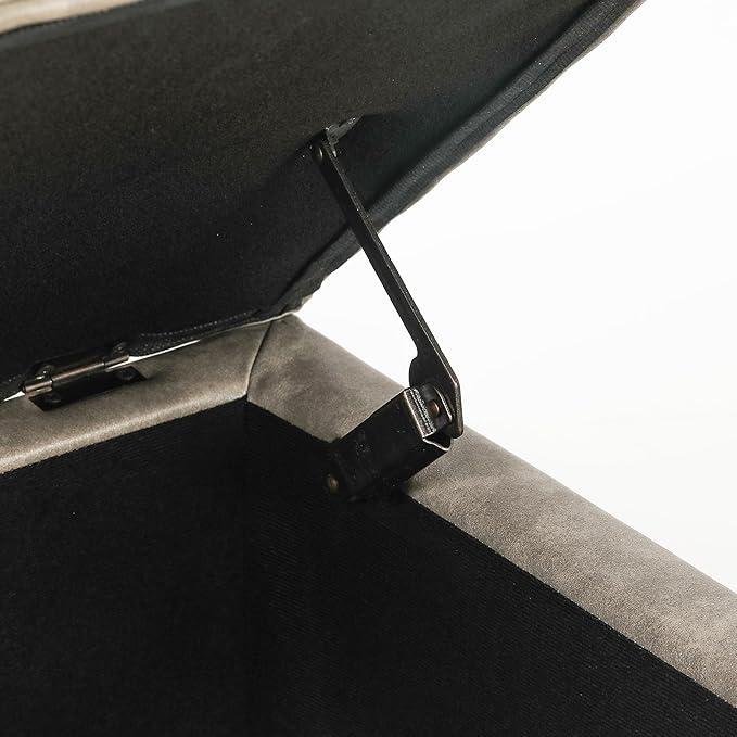 Adeco 17.5" Square Faux Leather Ottoman with Storage - Upholstered PU Foot Rest - Flip Top Footstool with Sturdy Wood Legs, Small Cube Coffee Table Extra Seat for Living Room, Bedroom, Coffee Brown-CasaMuseHome