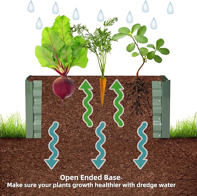 8x2x1ft Metal Raised Garden Bed Kit，Galvanized Garden Bed Box for Vegetables, Flowers, Herbs, and Succulents,120 Gallon Capacity - Green-CasaMuseHome