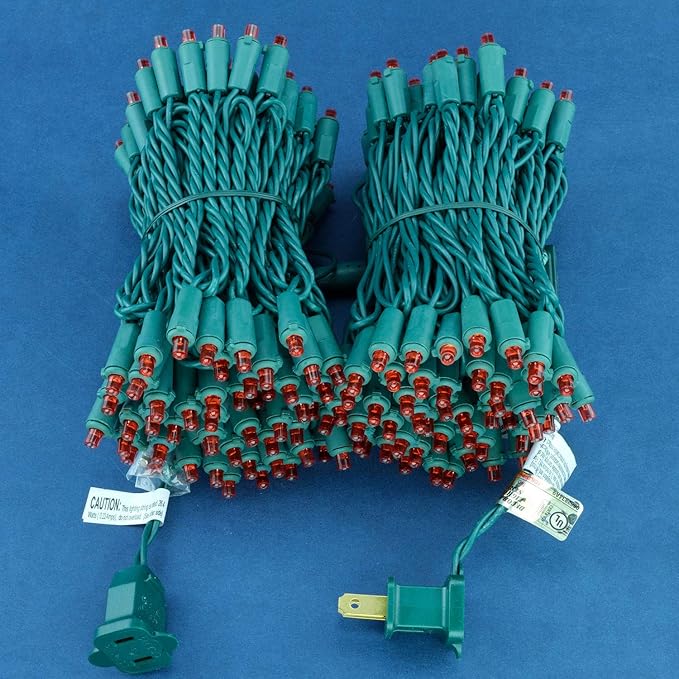 200 Count Red Wide Angle LED Christmas Lights, 66 ft Green Wire UL Certified Commercial Grade 5mm Holiday String Light Set (Red)-CasaMuseHome