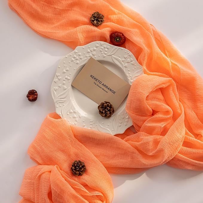 6Pcs Fresh Salmon Cheesecloth Table Runner Gauze 120 Inch 10 FT Boho Cheese Cloth Table Runner for Wedding Baby Shower Bridal Shower Party Sheer Centerpiece Home Decorations-CasaMuseHome