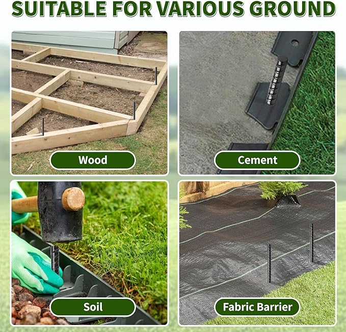 16 inches Ground Rebar Stakes (16 pcs) Heavy Duty Metal Spikes for Concrete Timber Garden Plant, Long Straight Steel Stakes for Tent, 3/8" Thickness Ground Anchors with Chisel Point End, Black-CasaMuseHome