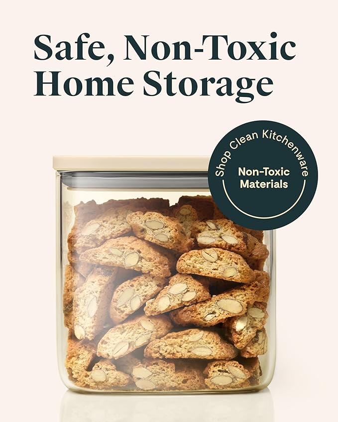 Caraway 2.5qt Glass Airtight Food Storage Container with Lid – Non-Toxic, BPA-Free Kitchen Storage Container – Stackable, Space-Saving Airtight Container for Dry Goods and More - Perracotta-CasaMuseHome