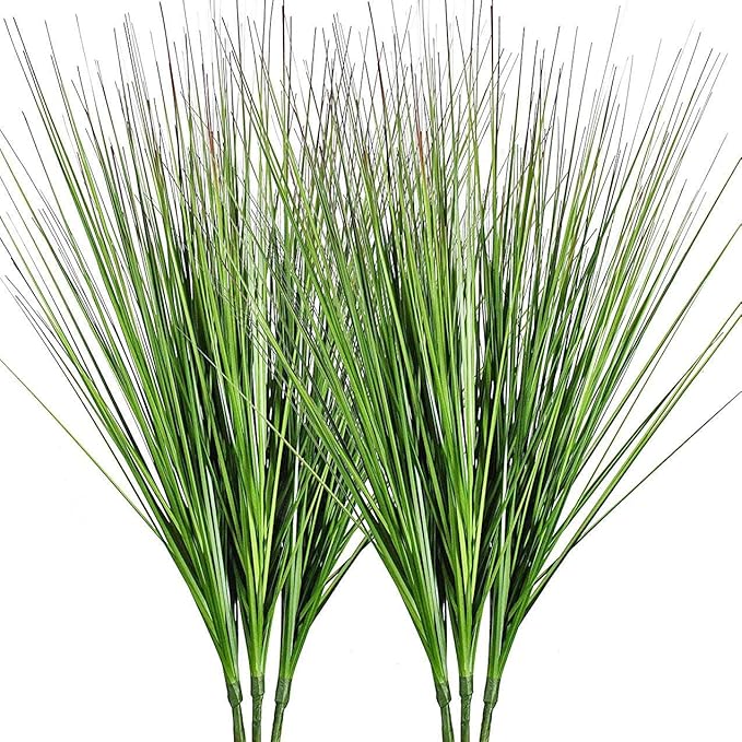27" Artificial Plants Onion Grass Greenery Faux Fake Shrubs Plant Flowers Wheat Grass for House Home Indoor Outdoor Office Room Gardening Indoor Décor 6 Pack-CasaMuseHome