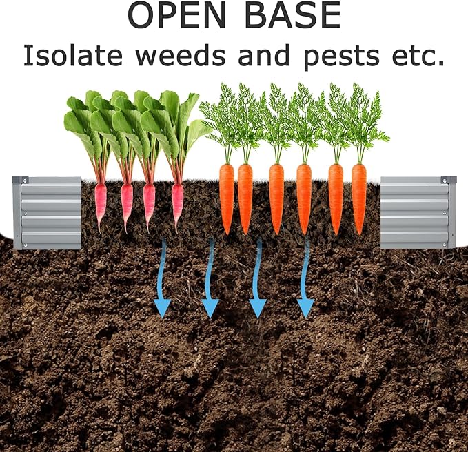 12x2x1.5ft Galvanized Raised Garden Bed,Outdoor Planter Box Metal Patio Kit Planting Bed for Vegetables Flowers Herb,Silver-CasaMuseHome