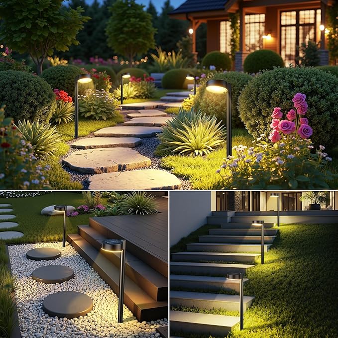 4 Pack Solar Pathway Lights Outdoor, Bright LED Solar Lights Outdoor Waterproof, Up to 12 Hrs Modern Path Lighting for Yard Garden Walkway Driveway Lawn Decor (4 Pack)-CasaMuseHome