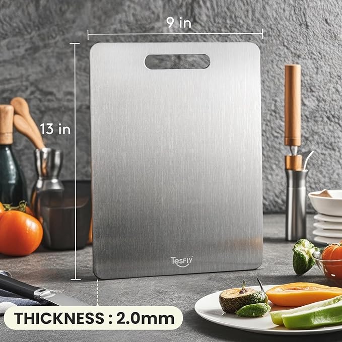 2 Pack Titanium Cutting Board - 100% Pure Titanium Cutting Boards For Kitchen,Easy to clean, Double-sided food-grade Cutting Board For Cutting Meats, Fruits And Vegetables(13 * 9)-CasaMuseHome