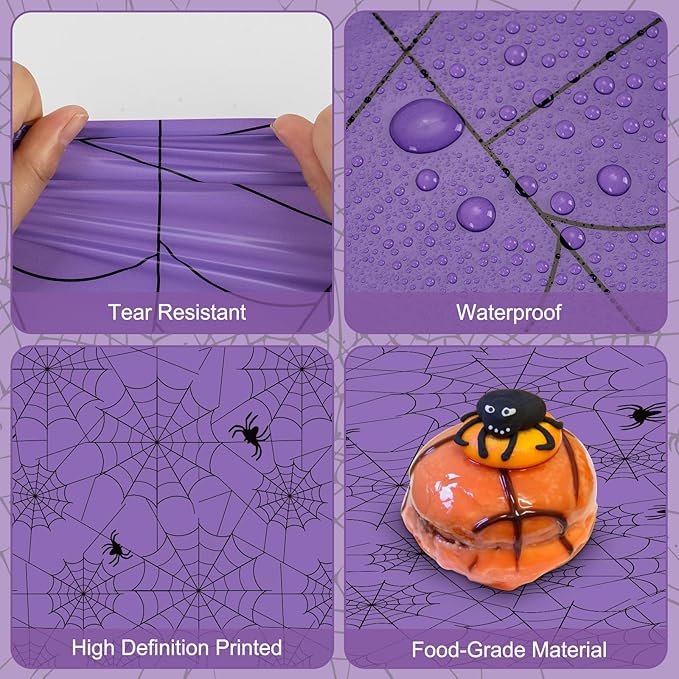 2 Pcs Halloween Tablecloth - Plastic Halloweens Spider Webs Table Cloth, Purple Disposable Rectangle Spiderweb Table Cover for Halloween Party Decorations Supplies Favors Tables Decor, 108 x 54 Inch-CasaMuseHome