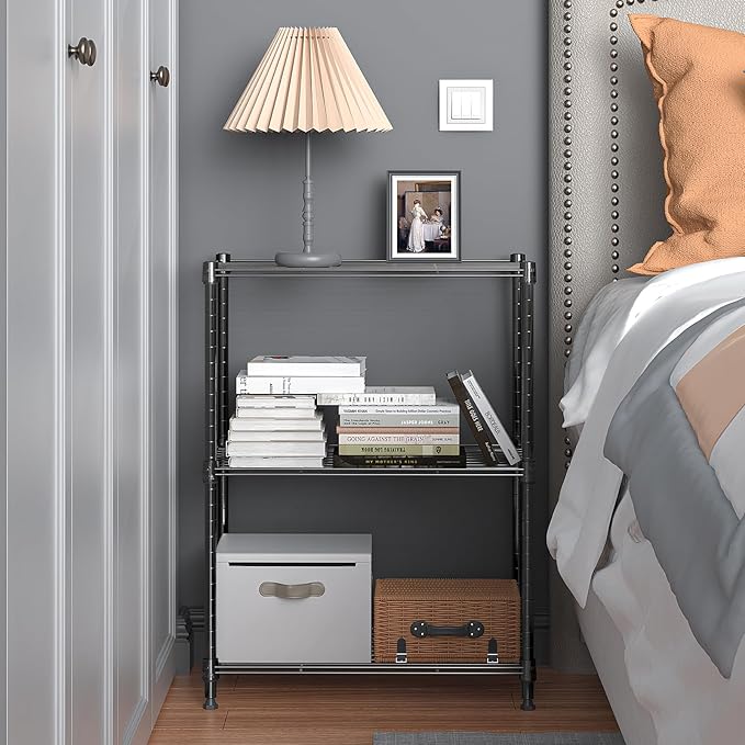 450 lbs Steel Storage Shelving 3-Tier Utility Shelving Unit Steel Organizer Wire Rack for Home,Kitchen,Office (11.8" D x 17.7" W x 26.3" H)-CasaMuseHome