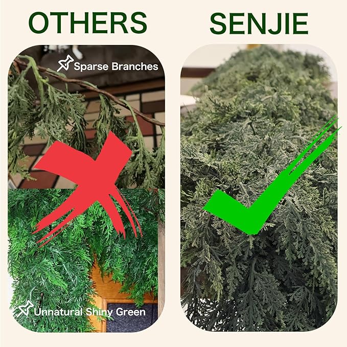 2Pcs 9FT Christmas Cedar Garland Artificial Real Touch Thickness Realistic Greenery Pine Garland for Mantle Fireplace Outdoor Indoor Christmas Decorations-CasaMuseHome