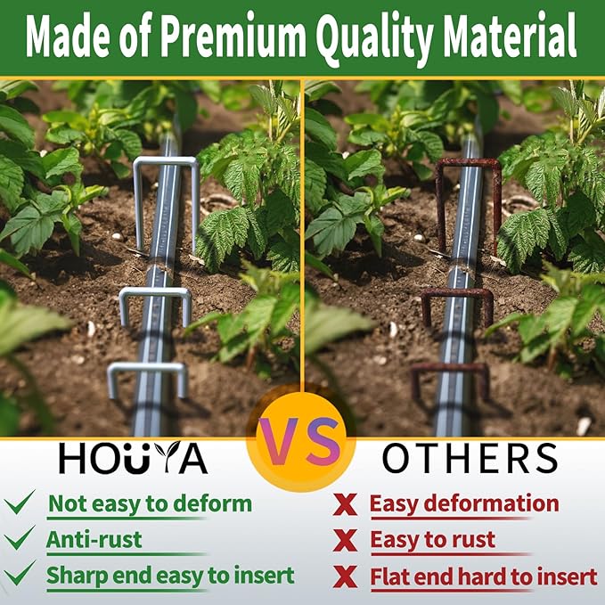 50 Pack Landscape Staples 4 Inch 12 Gauge Garden Stakes Galvanized Garden Staples Pins Anti-Rust Ground Stakes for Weed Barrier, Irrigation Tubing, Yard Lawn, Landscape Fabric-CasaMuseHome