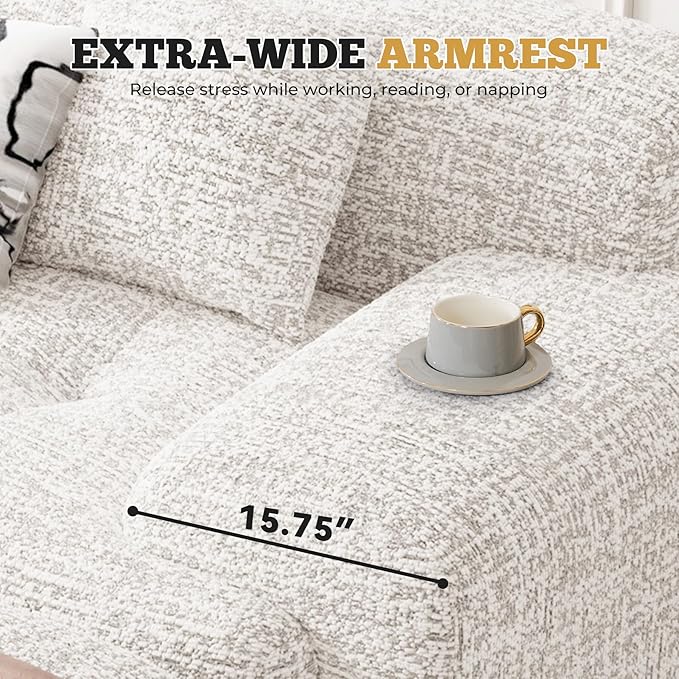 122" Modern L Shaped Modular Sectional Sofa, Boneless Couches for Living Room with Ottoman,4 Seater Convertible Chenille Cloud Couch Sofa Set, No Assembly Required, Beige 1 PCS-CasaMuseHome