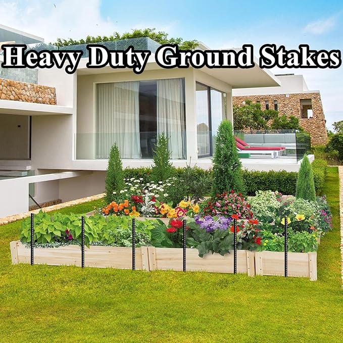 16 Inch Rebar Stakes 30 Pack Heavy Duty Ground Anchors with Chisel Point End Long Straight Steel Tent Stakes 3/8" Thickness Metal Spikes Black Coated for Concrete Timber Camping Garden Plant-CasaMuseHome