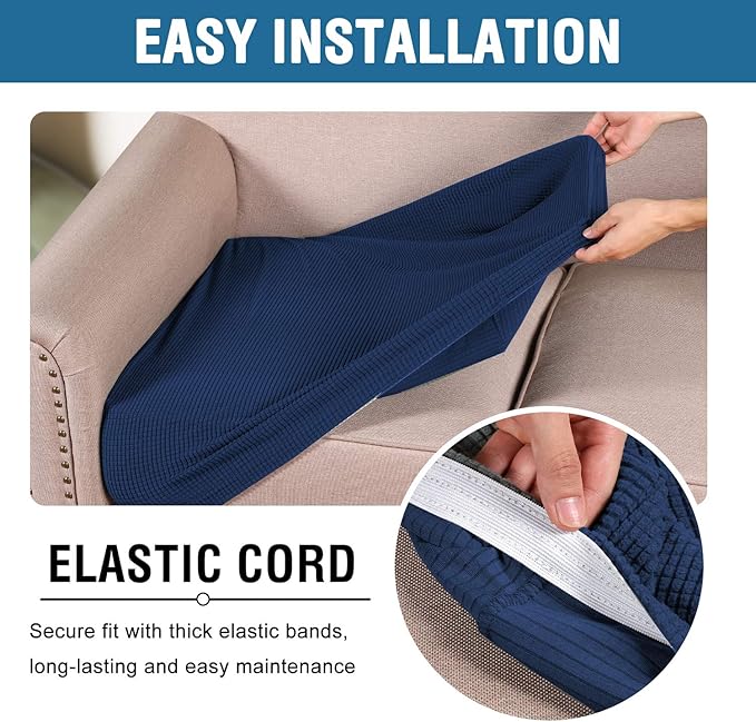 H.VERSAILTEX Super Stretch Stylish Cushions Covers/Furniture Cover Spandex Jacquard Small Checked Pattern Super Soft Slipcover Washable Individual-CasaMuseHome