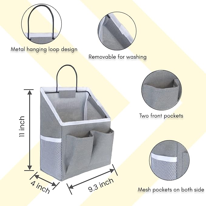 1pcs Small Wall Hanging Baskets for Organizing, Hanging Storage Bag as Over the Door Organizer, Wall File Organizer, Rv Storage and Organization. For Bedroom, Office, Camper (1pcs Gray)-CasaMuseHome