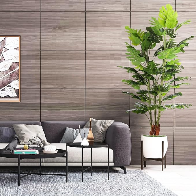 6.3ft Artificial Monstera Deliciosa Tree (75in) with Plastic Nursery Pot Faux Tree, Fake Tropical Split Leaf Palm Plant for Office House Farmhouse Living Room Home Decor (Indoor/Outdoor)-CasaMuseHome