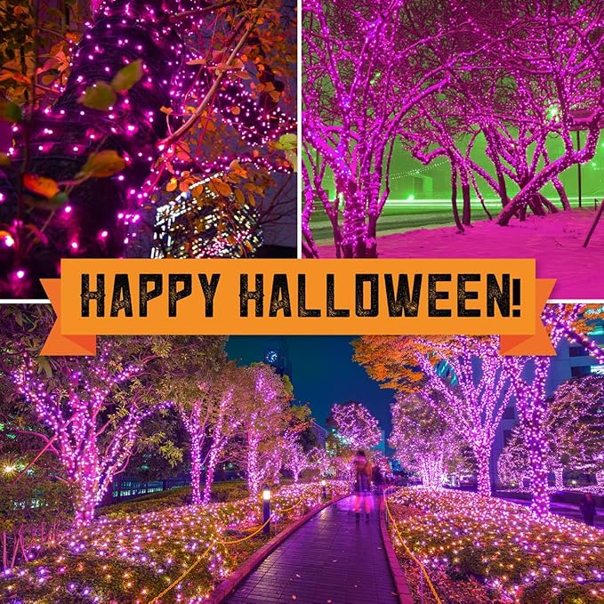 100LIGHTS Purple Extra-Bright with End Connectors Halloween Decorative Lights 5.98m UL Certified Mini String Light Set Waterproof for Halloween Home Garden Christmas Tree Party Patio Wedding-CasaMuseHome