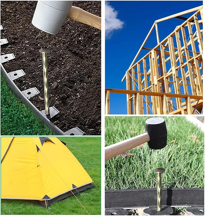 22 Pcs 8-Inch Landscape Stakes, Spiral Metal Galvanized Landscape Spikes, Garden Nails for Artificial Turf, Paver Edging, Weed Barrier, Carpentry and More-CasaMuseHome