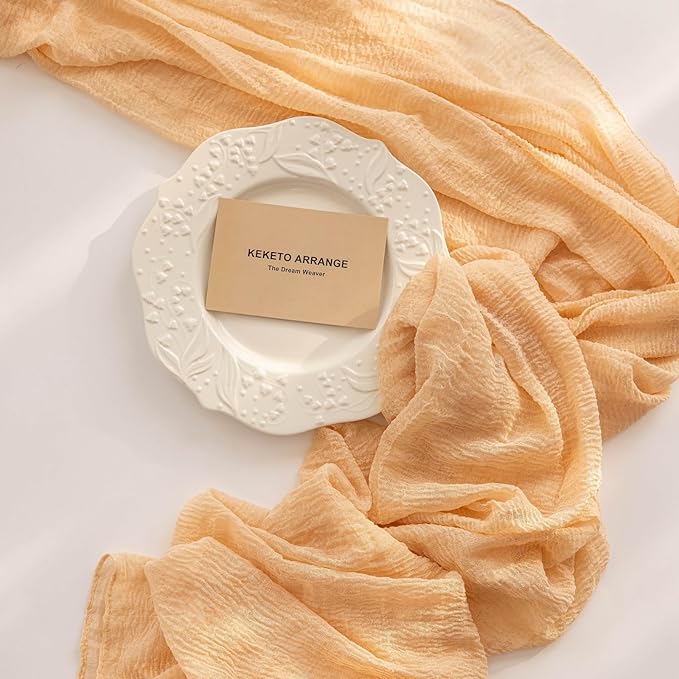 6pcs Deep Beige Cheesecloth Table Runner Rustic Boho Gauze 120 Inch 10 FT Cheese Cloth for Wedding Baby Shower Bridal Shower Birthday Party Long Sheer Home Decorations-CasaMuseHome