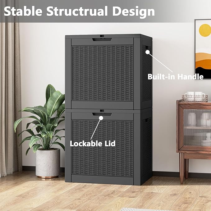 31 Gallon Deck Box, Resin Outdoor Storage Box, Waterproof and UV Resistant Deck Box, Lightweight Storage Box for Garden Tools, Pool Supplies-CasaMuseHome