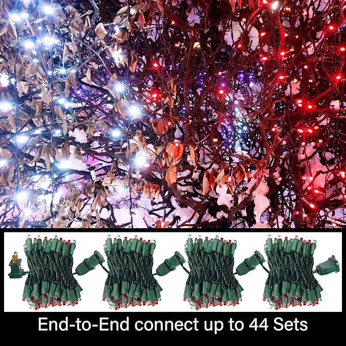 100 Count RED and White - String Lights - 21.6FT LED Christmas Lights, Mini led Lights for Indoor Outdoor Home Holiday Party Wedding Independence Day Decoration-CasaMuseHome