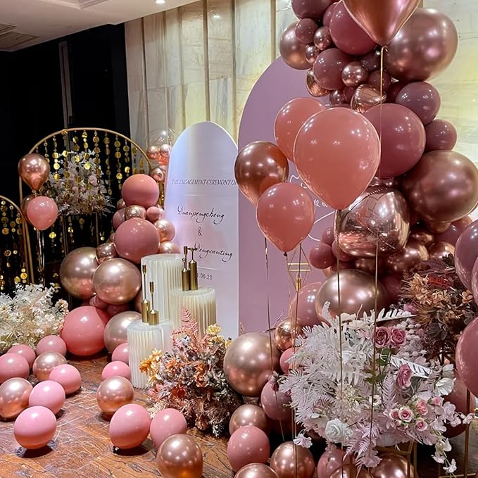 130pcs Retro Pink Balloons Different Sizes 18" 12" 10" 5" Blush Pink Latex Balloon Garland Arch Kit for Birthday Baby Shower Valentine's Day Wedding Anniversary Party Decorations-CasaMuseHome
