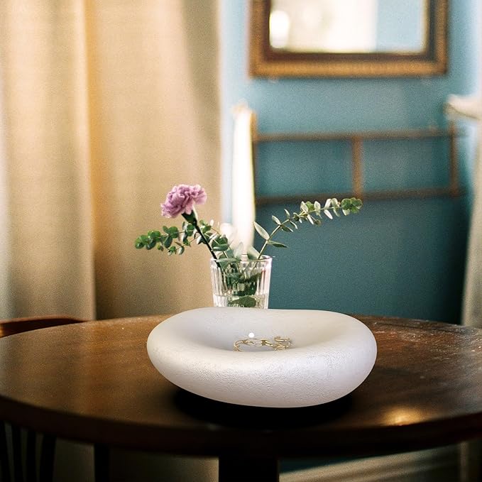 6.3 Inch Concrete Bowl, Modern Decorative Home Decor, Jewelry Tray, Asymmetrical Concrete Organic Bowl, Minimalist Tray-CasaMuseHome